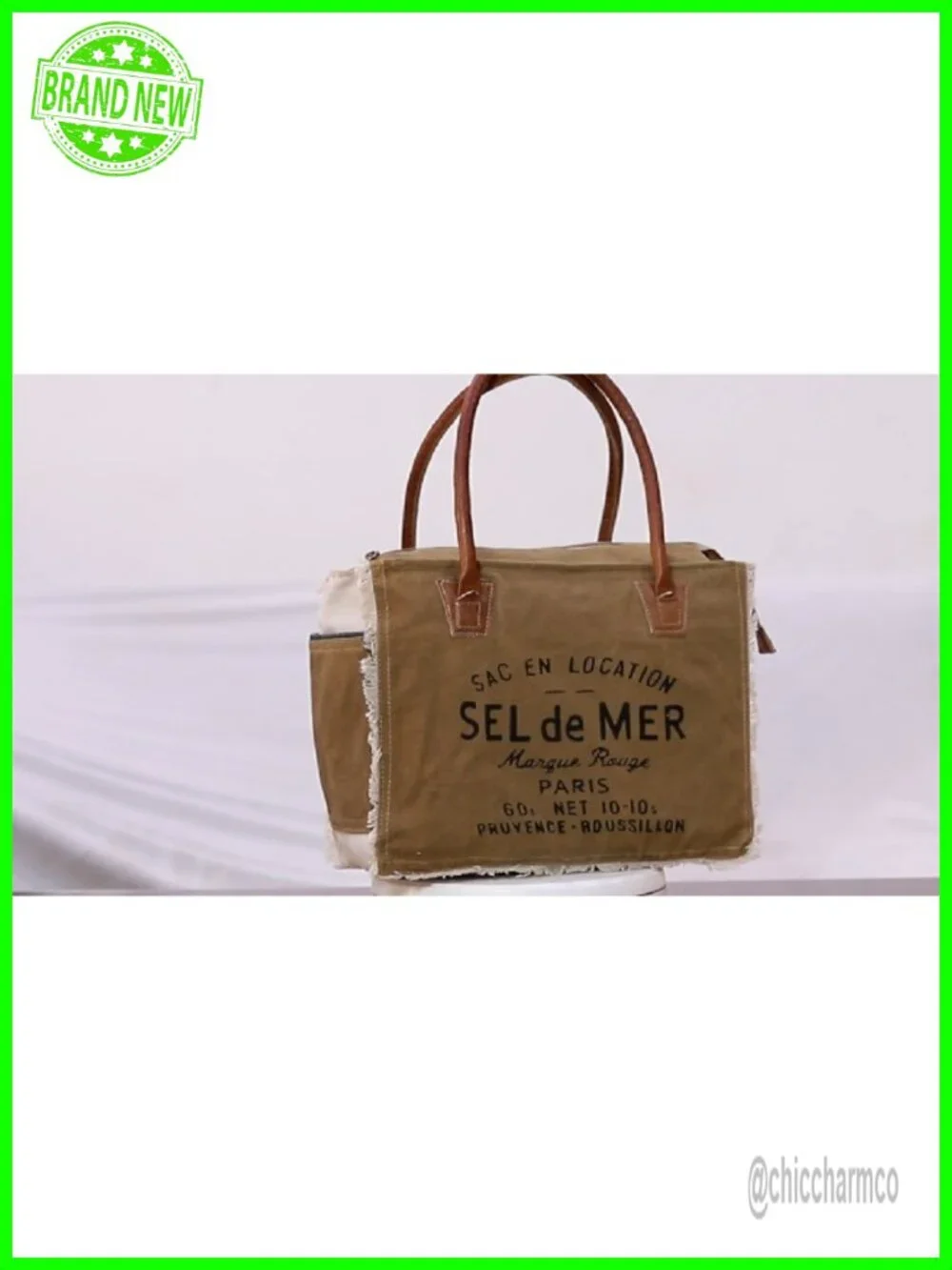 Canvas Leather Tote Bag Women Shoulder Handbag
